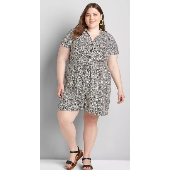 Lane Bryant safari shorts romper Size 18 leopard cheetah animal print - Picture 7 of 8